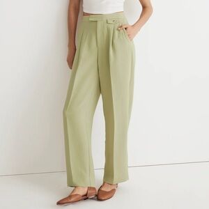 New Madewell Green Bleached Olive The Rosedale High-Rise Straight Pant in Crepe